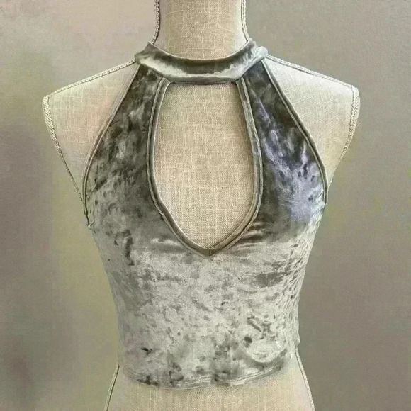 Agaci Silver Velvet crop top -Small - Picture 1 of 5